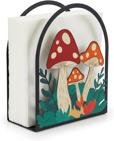 Mushroom Kitchen Decor, Metal Mushroom Napkin Holder, Nature Decor Mushroom Kitchen Accessories Paper Towel Holder, Tissue Holder for Mushroom Lovers, Rustic Farmhouse Decor in Kuwait