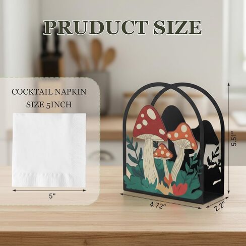 Mushroom Kitchen Decor, Metal Mushroom Napkin Holder, Nature Decor Mushroom Kitchen Accessories Paper Towel Holder, Tissue Holder for Mushroom Lovers, Rustic Farmhouse Decor in Kuwait