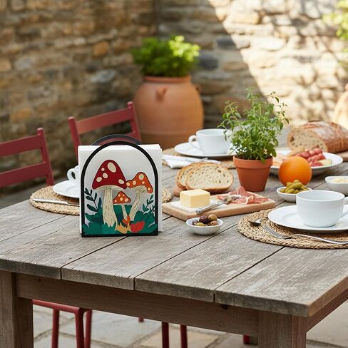 Mushroom Kitchen Decor, Metal Mushroom Napkin Holder, Nature Decor Mushroom Kitchen Accessories Paper Towel Holder, Tissue Holder for Mushroom Lovers, Rustic Farmhouse Decor in Kuwait
