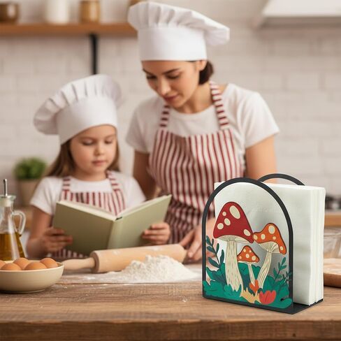 Mushroom Kitchen Decor, Metal Mushroom Napkin Holder, Nature Decor Mushroom Kitchen Accessories Paper Towel Holder, Tissue Holder for Mushroom Lovers, Rustic Farmhouse Decor in Kuwait