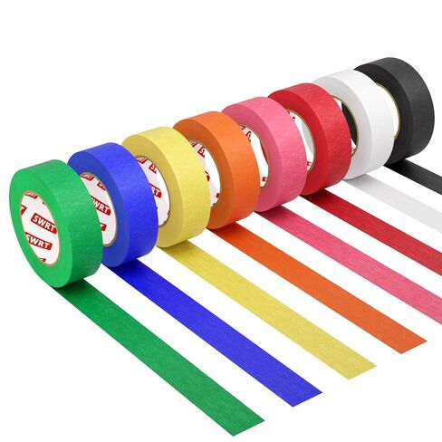 SWRT Colored Masking Tape 8 Pack, 0.6 in x 16 yd Each, Rainbow Tape for Easter Decorations, Arts & Crafts Tape, Labeling, Classroom & DIY Projects, Easy Tear Painter’s Tape with Clean Removal in Saudi Arabia