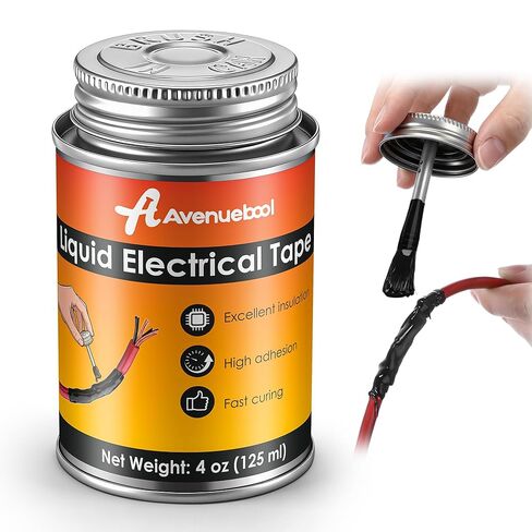 شريط كهربائي سائل 4oz شريط سائل مقاوم للماء غراء عازل كهربائي مع غطاء فرشاة، طلاء مطاطي مرن مقاوم لدرجات الحرارة العالية لكابلات الأسلاك والقابس والسيارات (أسود) in Kuwait
