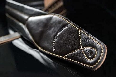 Walker & Williams C-21-BRN Brown And Black Handmade Premium Soft Signature Grain Leather Guitar Strap 2.75" Wide For Acoustic, Electric, And Bass Guitars in Saudi Arabia
