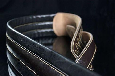 Walker & Williams C-21-BRN Brown And Black Handmade Premium Soft Signature Grain Leather Guitar Strap 2.75" Wide For Acoustic, Electric, And Bass Guitars in Saudi Arabia