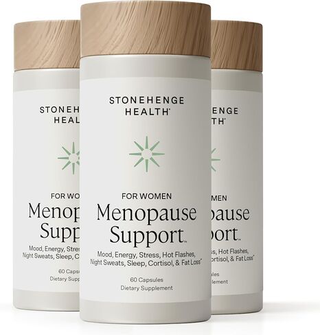 Stonehenge Health for Women Menopause Support for Peri + Menopause + Post - Mood, Energy, Stress, Hot Flashes, Night Sweats, Sleep & Cortisol, Chromax Chromium, Vitamin D3, KSM-66 Ashwagandha (3 Pack) in Kuwait