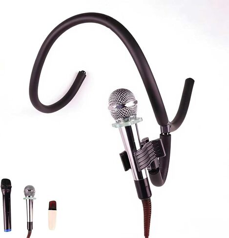 Neck-worn microphone stand with flexible boom arm - Hands-free microphone clip for outdoor concerts, street performances, solo recitals, and public speaking events in Saudi Arabia