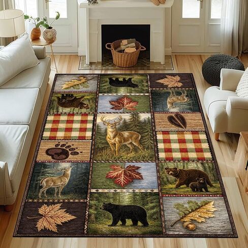 Bear Decor Rustic Throw Area Rugs Moose, 3x5 4x6 5x8 6x9 Ft B11 in Saudi Arabia