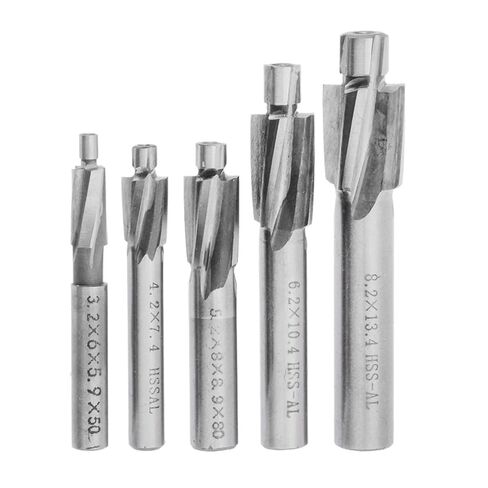Counterbore Cutter 5Pcs Counterbore End Mill M3-M8 Slotting Tool Milling Cutter Countersink End Mills in Saudi Arabia