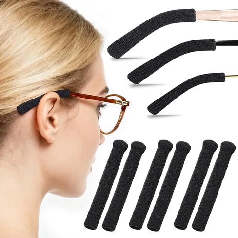 Upgraded Glasses Ear Cushion - Soft Knitted Cotton, Non-Slip Plush Elastic Eyeglass Temple Sleeves, Relieves Ear Soreness, Glasses Grips Provide All-Day Comfort for Most Eyeglasses (3 Pairs) in Saudi Arabia