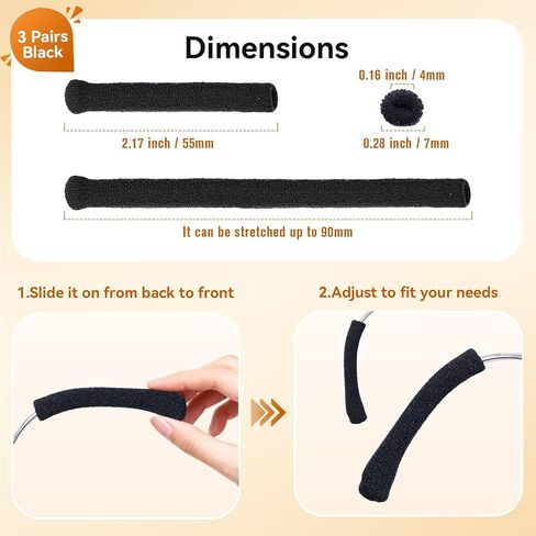 Upgraded Glasses Ear Cushion - Soft Knitted Cotton, Non-Slip Plush Elastic Eyeglass Temple Sleeves, Relieves Ear Soreness, Glasses Grips Provide All-Day Comfort for Most Eyeglasses (3 Pairs) in Saudi Arabia