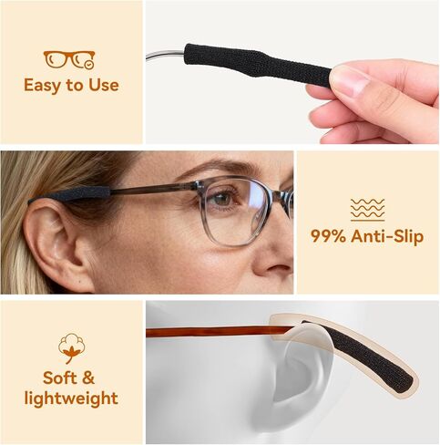 Upgraded Glasses Ear Cushion - Soft Knitted Cotton, Non-Slip Plush Elastic Eyeglass Temple Sleeves, Relieves Ear Soreness, Glasses Grips Provide All-Day Comfort for Most Eyeglasses (3 Pairs) in Saudi Arabia