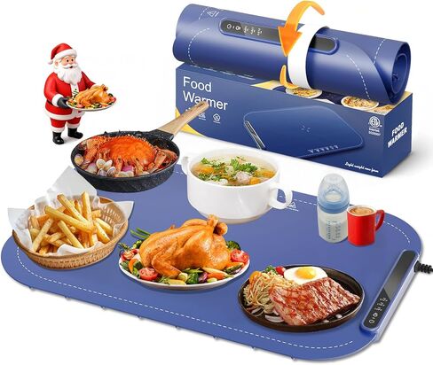 Kismile Warming Mat for Food, 3 Temperature Settings Electric Warming Tray, Rapid Full-Surface Heating, Rollable & Portable,Versatile Food Warmers for Parties Buffet,Everyday Use(Blue) in Kuwait