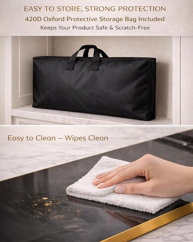 صينية تسخين كهربائية كبيرة جدًا مقاس 32 × 18 بوصة لتدفئة الطعام مع حقيبة تخزين، 9 أوضاع لدرجة الحرارة، أطباق للبوفيه، سخان طعام للحفلات، وسادات ساخنة للمطبخ، إعداد دافئ مخصص 450 وات، حافة ذهبية in Kuwait