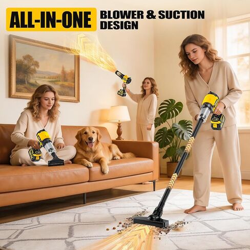 6-in-1 Cordless Vaccum Cleaner, 8000MAH Battery Powered Handheld Car Vacuum with 700W Brushless Motor, 110/240V 50KPA High Power Suction & Blower for Home, Car, Pet Hair, Keyboard in Saudi Arabia