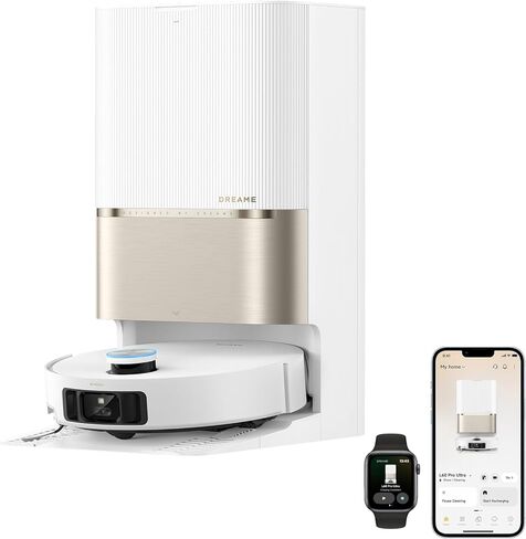 DREAME L60 Pro Ultra Robot Vacuum and Mop with Auto-Empty, 35,000Pa Suction, Hot Water Mop Self-Cleaning, and Smart Obstacle Avoidance, White in Saudi Arabia