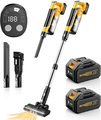 مكنسة كهربائية لاسلكية qimedo V1 مع بطارية إضافية بقوة 8000 مللي أمبير في الساعة، مكانس كهربائية بدون فرش بقدرة 700 وات للمنزل، مكنسة كهربائية 6 في 1 مع فلتر هيبا، أفضل مكنسة كهربائية لاسلكية لشعر الحيوانات الأليفة/الأرضيات الصلبة in Kuwait