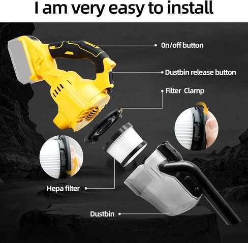 مكنسة كهربائية محمولة لاسلكية CVC010B، 31000 دورة في الدقيقة، مكنسة كهربائية مع فلتر HEPA للمركبات وورش العمل وتنظيف المنزل، لا تتضمن بطارية أو شاحن (أداة عارية) in Kuwait