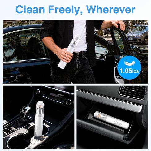 ULTREMA Car Vacuum Portable Cordless, 20000Pa Mini Vacuum Cleaner, 4-in-1 Compact Auto Duster & Air Pump with Type-C Fast Charge, 15 Attachments for Keyboard, Desk and Pet Hair in Kuwait