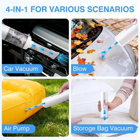 ULTREMA Car Vacuum Portable Cordless, 20000Pa Mini Vacuum Cleaner, 4-in-1 Compact Auto Duster & Air Pump with Type-C Fast Charge, 15 Attachments for Keyboard, Desk and Pet Hair in Kuwait