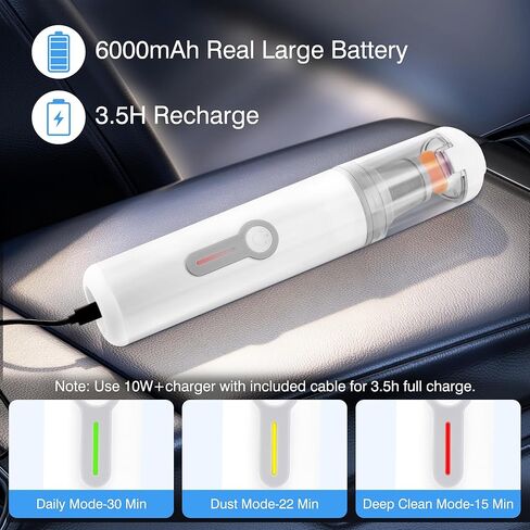 ULTREMA Car Vacuum Portable Cordless, 20000Pa Mini Vacuum Cleaner, 4-in-1 Compact Auto Duster & Air Pump with Type-C Fast Charge, 15 Attachments for Keyboard, Desk and Pet Hair in Kuwait