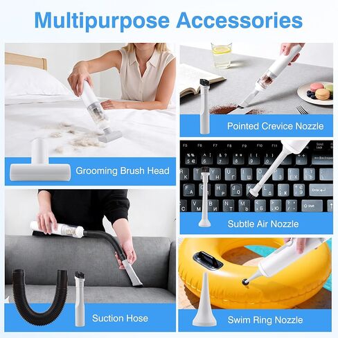 ULTREMA Car Vacuum Portable Cordless, 20000Pa Mini Vacuum Cleaner, 4-in-1 Compact Auto Duster & Air Pump with Type-C Fast Charge, 15 Attachments for Keyboard, Desk and Pet Hair in Kuwait