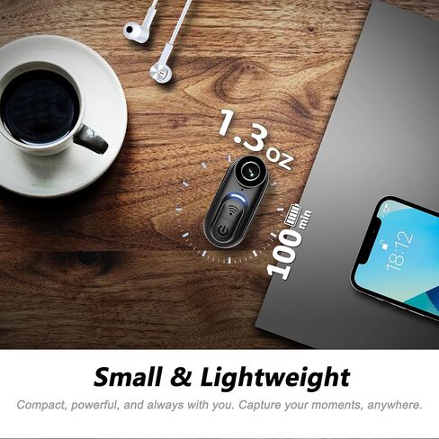 4K Mini Body Camera, 64GB Wearable Cam with Six-Axis Gyro Stabilization, Hands Free Portable for Security, Travel, Work, Lectures, Pet Walking in Saudi Arabia