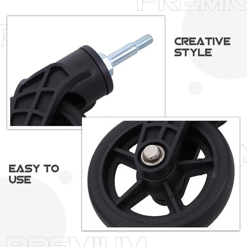 Garneck 4pcs Shopping Cart Replacement Wheels Black Plastic Casters for Grocery Trolleys Supermarket Carts Wear-Resistant Swivel Stem Repair in Saudi Arabia