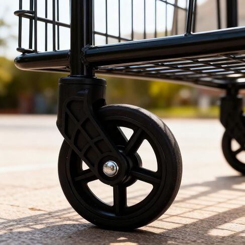 Garneck 4pcs Shopping Cart Replacement Wheels Black Plastic Casters for Grocery Trolleys Supermarket Carts Wear-Resistant Swivel Stem Repair in Saudi Arabia