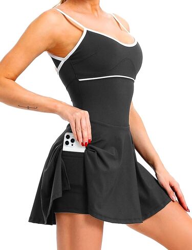 Women's Workout Dress - Built-in Shorts Pockets - Fashion Tennis Dress Golf Dress in Kuwait