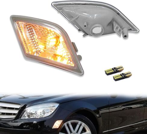 Clear Front Sidemarker w/Ice Blue LED Lights For 2008-2011 Benz W204 C250 C300 C-Class in Kuwait