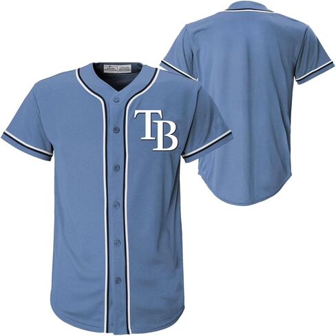 تامبا باي رايز MLB للأطفال الشباب 4-18 أزرق فاتح لون الفريق بديل مطرز مخيط شعار البيسبول أزياء جيرسي in Kuwait