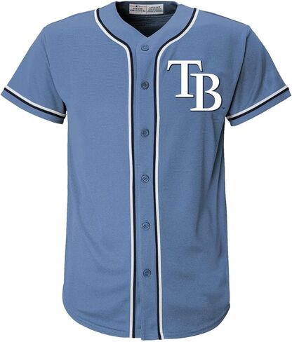 تامبا باي رايز MLB للأطفال الشباب 4-18 أزرق فاتح لون الفريق بديل مطرز مخيط شعار البيسبول أزياء جيرسي in Kuwait