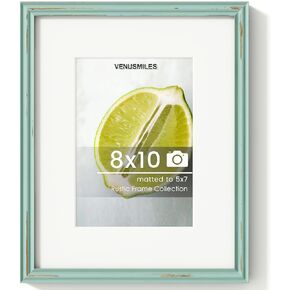 8x10 inch Picture Frame, Solid Distressed Wood Photo Frame with HD Tempered Glass, Rustic Retro Picture Frame with 5x7 Removable Mat, Wall or Tabletop Display - Vintage Black, 1 Pack in Kuwait