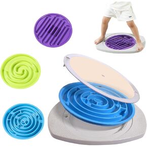 متاهة لوح التوازن، لوح توازن المتاهة المتأرجحة مع 3 أقراص دوارة قابلة للتبديل وكرتين للتمرين والعلاج الطبيعي والترفيه in Kuwait