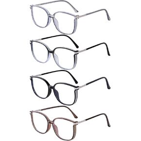 مجموعة من 4 نظارات قراءة للنساء تحجب الضوء الأزرق اللامع، قارئات عصرية مع حقيبة محمولة، حماية من الأشعة فوق البنفسجية 400 in Kuwait