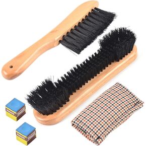 2Set Wood Billiard Pool Table Brush and Rail Brush Set with Soft Nylon Bristle,Billiard Table Cleaner Brushes with Cleaner Cloth 2 Cue Chalk Cube,Pool Tables Accessorie in Kuwait