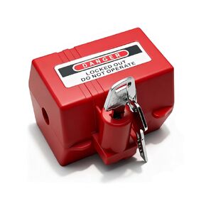 قفل التوصيل لأسلاك الطاقة 110-220 فولت، أجهزة قفل سلك التمديد ذاتية القفل وأجهزة Tagout مع مفتاحين، متوافق مع OSHA للمصنع والمنزل، سلاسل إضاءة عيد الميلاد (صغيرة، 3.3x1.8x2.4 بوصة، أحمر) in Kuwait