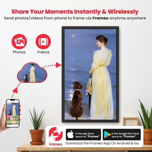 إطار صور رقمي واي فاي ذكي مقاس 10.1 بوصة من Frameo، إطار صور إلكتروني مع شاشة لمس HD IPS وذاكرة 32 جيجابايت عرض شرائح يدور تلقائيًا، مشاركة الصور/الصور من الهاتف بواسطة تطبيق Frameo، هدايا للأم in Kuwait