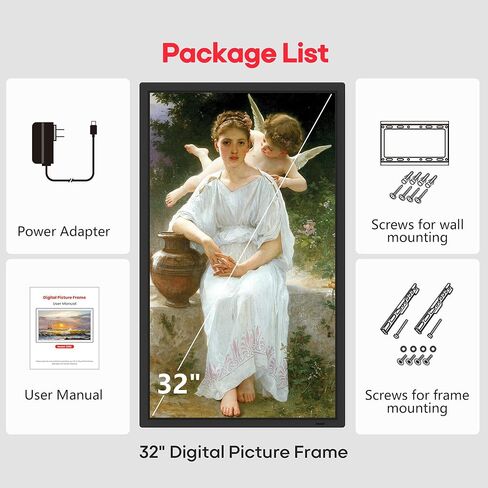 إطار صور رقمي واي فاي ذكي مقاس 10.1 بوصة من Frameo، إطار صور إلكتروني مع شاشة لمس HD IPS وذاكرة 32 جيجابايت عرض شرائح يدور تلقائيًا، مشاركة الصور/الصور من الهاتف بواسطة تطبيق Frameo، هدايا للأم in Kuwait