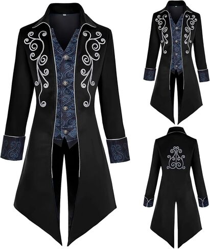 Men's Medieval Steampunk Jacket Victorian Coat Renaissance Renaissance Tailcoat Halloween Costume in Kuwait