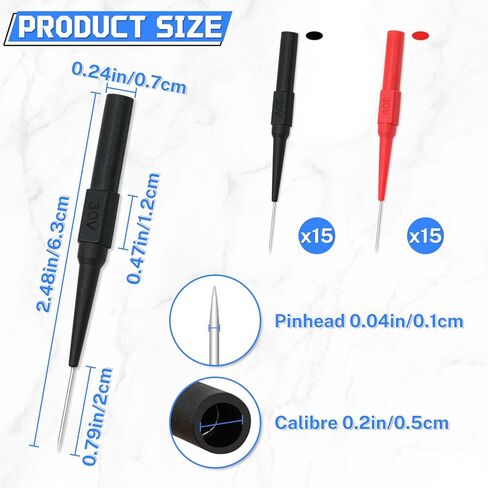 30 قطعة من دبوس المسبار الخلفي للاختبار، دبوس ثقب العزل، إبرة اختبار متعددة المقاييس لقابس مقبس الموز، جهاز اختبار السيارة (متعدد الألوان) in Kuwait