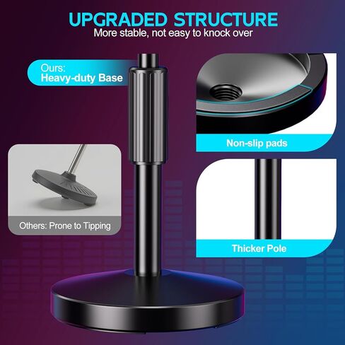 Multi Microphone Holder with Desktop Mic Stand, Square Tray with Cable Slots Holds Up to 7 Mics, Wired and Wireless Mic Holder for Stage Organizer and Display-7 Anti-roll Rings Included in Kuwait