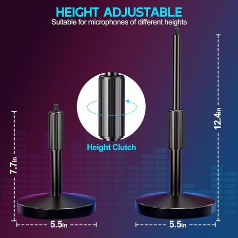 Multi Microphone Holder with Desktop Mic Stand, Square Tray with Cable Slots Holds Up to 7 Mics, Wired and Wireless Mic Holder for Stage Organizer and Display-7 Anti-roll Rings Included in Kuwait