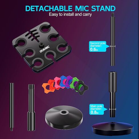 Multi Microphone Holder with Desktop Mic Stand, Square Tray with Cable Slots Holds Up to 7 Mics, Wired and Wireless Mic Holder for Stage Organizer and Display-7 Anti-roll Rings Included in Kuwait