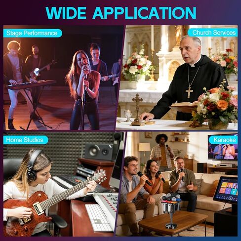 Multi Microphone Holder with Desktop Mic Stand, Square Tray with Cable Slots Holds Up to 7 Mics, Wired and Wireless Mic Holder for Stage Organizer and Display-7 Anti-roll Rings Included in Kuwait