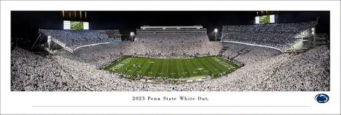2023 Penn State White Out vs Iowa - 40.25x13.75-inch Standard Framed Print by Blakeway Panoramas in Saudi Arabia