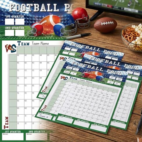 YQUQWN Large Football Pool Poster 17 x 25 In Rugby 100 Grids Football Game Party Supplies 2026 Party Decorations 2026 Football Party Supplies in Saudi Arabia