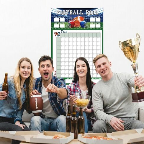 YQUQWN Large Football Pool Poster 17 x 25 In Rugby 100 Grids Football Game Party Supplies 2026 Party Decorations 2026 Football Party Supplies in Saudi Arabia