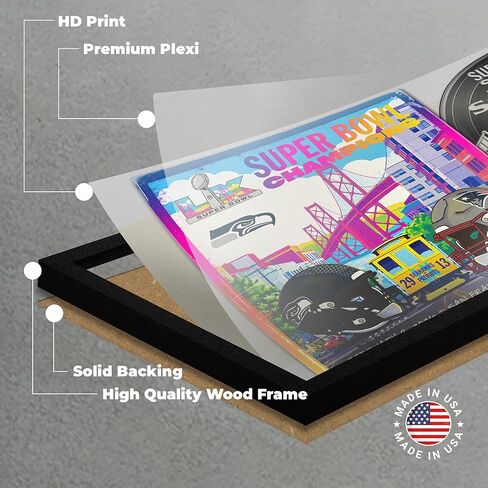 Seattle Seahawks Super Bowl 60 Champions Vinyl Album Framed Art Print, Official NFL Football Wall Decor, 14 x 26 in Kuwait