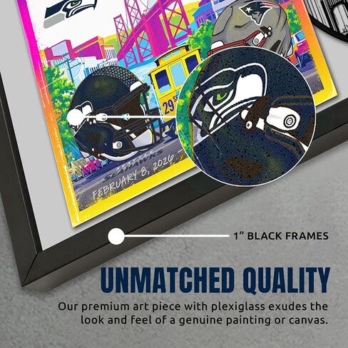 Seattle Seahawks Super Bowl 60 Champions Vinyl Album Framed Art Print, Official NFL Football Wall Decor, 14 x 26 in Kuwait